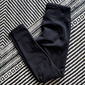 Athleta Fleece Lined Black Active Leggings Back Pocket XS